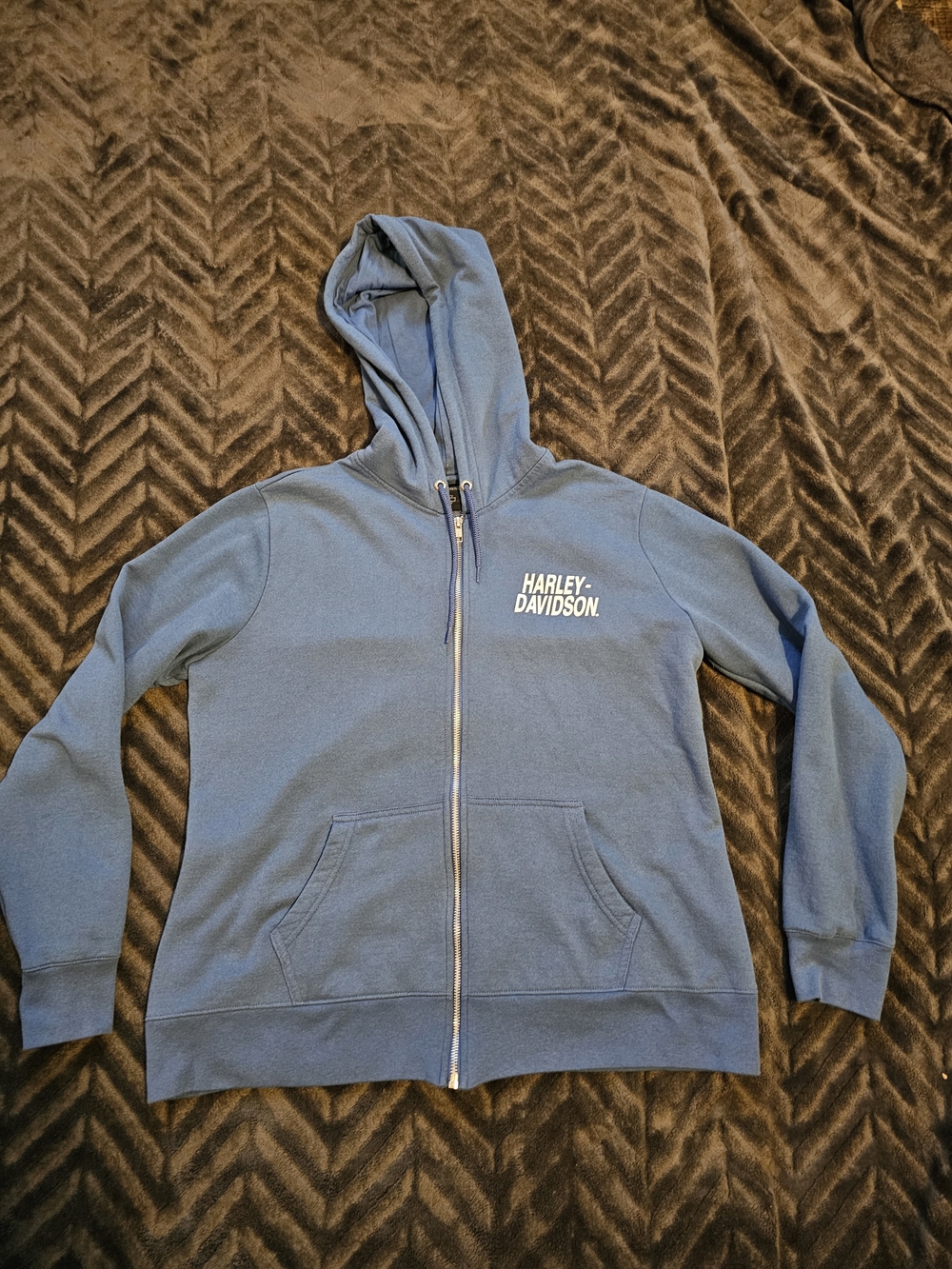 🏍️ Harley-Davidson Women’s Blue Full-Zip Hoodie – Size XL
